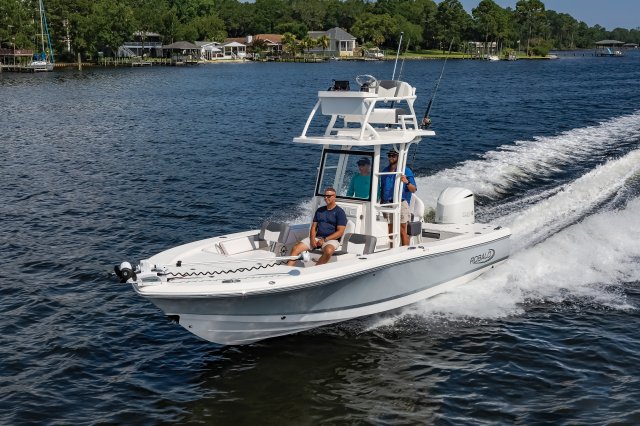2025 R246 Cayman Sky Deck Running in Ocean Front Port View